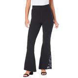 Plus Size Women's Lace-Inset Essential Stretch Yoga Pant by Roaman's in Black (Size 42/44)