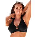 Plus Size Women's Loop Strap Underwire Halter Bikini Top by Swimsuits For All in Black (Size 6)