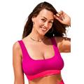 Plus Size Women's Longline Square Neck Bikini Top by Swimsuits For All in Fruit Punch Coral (Size 12)