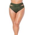 Plus Size Women's Loop Cut Out High Leg Bikini Brief by Swimsuits For All in Military (Size 8)