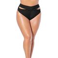 Plus Size Women's Loop Cut Out High Leg Bikini Brief by Swimsuits For All in Black (Size 10)