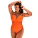 Plus Size Women's Cup Sized Mesh Underwire One Piece Swimsuit by Swimsuits For All in Papaya (Size 20 E/F)