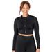 Plus Size Women's Chlorine Resistant Long Sleeved Cropped Zip Tee by Swimsuits For All in Black (Size 8)