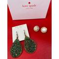 Kate Spade New York Jewelry | Kate Spade New York Dynamic Green Blue Beads Teardrop 14kgf Earrings Nwt Plus 1 | Color: Green/Tan | Size: Os