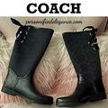 Coach Shoes | Coach Black Signature Jacquard Back Lace Up Rain Boots Size 11b/41 | Color: Black | Size: 11