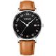 VAVC 24 Hour Watch Unisex Swiss Quartz Movement Waterproof Watch with Black Leather Strap for Men Women, Brown