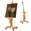 VISWIN Extra-Large Studio Easel, Hold Canvas to 180 cm, Tilts Flat, Adjustable Movable Solid Beech Wood Heavy Duty Easel Stand, Art Easel for Adult, Artist, Large Easel for Painting Canvas, TV