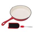 Enameled Cast Iron Frying Pan 25cm Non-Stick Enamelled Coated Interior Skillet Griddle Pans with Handle and Dual Pour Spout for Home Kitchen