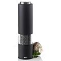 AdHoc EP22 TROPICA Electric Salt or Pepper Mill | Stainless Steel/Plastic/Acrylic | CeraCut Ceramic Grinder, LED Light | (H)215mm x (D)50mm | Black | Includes 1 x Mill, Batteries Included