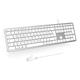 seenda Wired Mac Keyboard, with Cable and Type C/USB Port, German QWERTZ iMac Keyboard Only for Mac OS/iOS, Silver & White