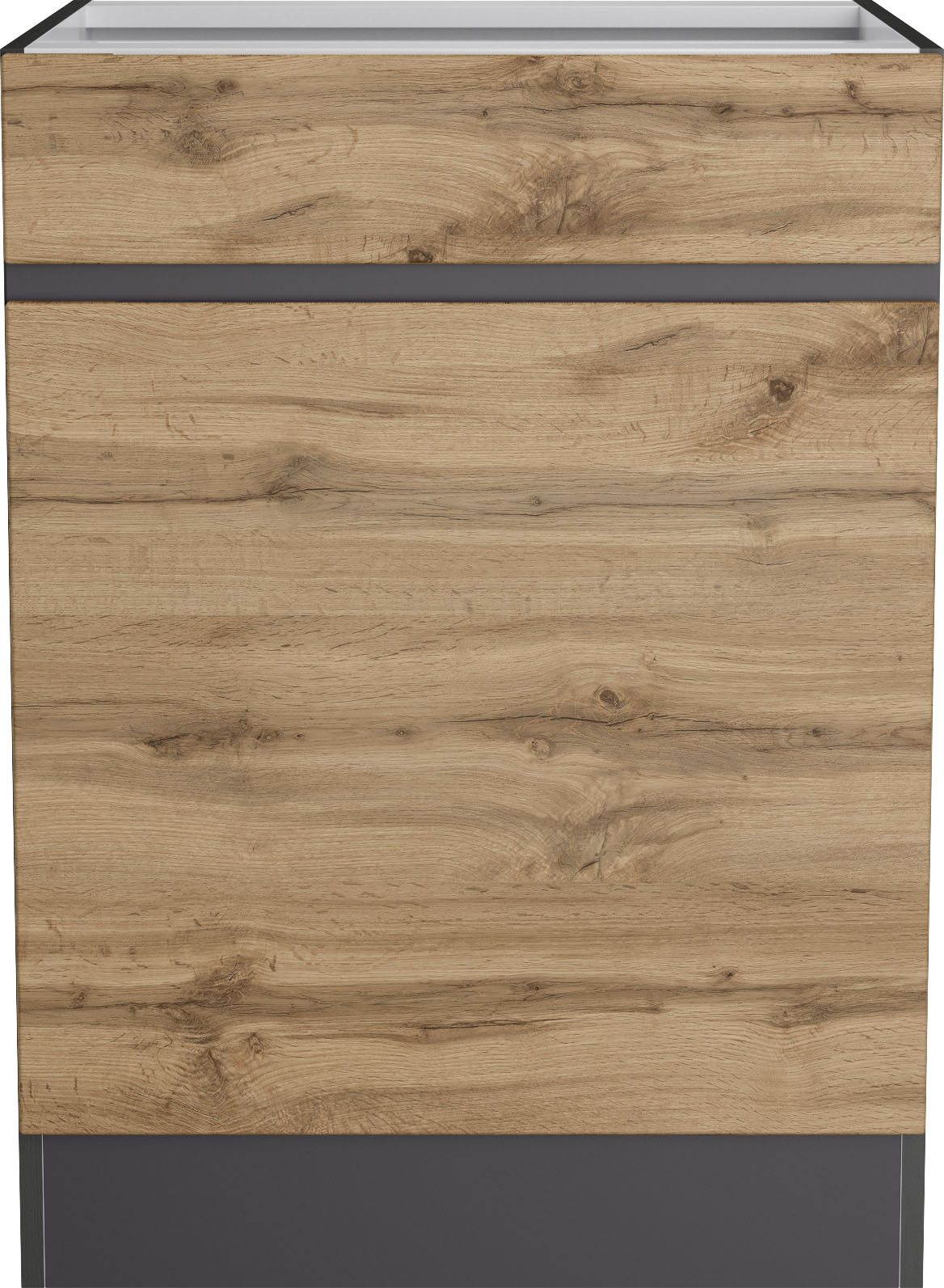 Unterschrank KOCHSTATION "KS-Riesa", braun (wotaneiche), B:60cm H:82cm T:60cm, Holzwerkstoff, Schränke, Unterschrank, Breite 60 cm, MDF-Fronten