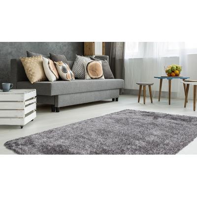 Hochflor-Teppich KAYOOM "Diamond 700", grau (grau, weiß), B:120cm H:45mm L:170cm, Kunstfaser, Teppiche, weiche Microfaser, Langflor, Shaggy, Melange, Wohnzimmer Image