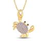 AFFY Round Cut Simulated Birthstone Pave Crab Charm Pendant Necklace in 14k Yellow Gold Over Sterling Silver with 18" Chain, Cubic Zirconia