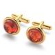 STERLL Men's Silver Gold Plated Silver Cufflinks with Amber Jewellery Case The Best Men Gifts