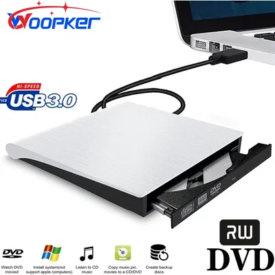 Woopker-Lecteur DVD externe USB 3.0 portable lecteur DVD RW graveur de CD compatible avec