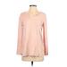 Mod-O-Doc Long Sleeve Top Pink V-Neck Tops - Women's Size Small