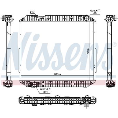 NISSENS Kühler, Motorkühlung Universal ohne Dichtung für MERCEDES-BENZ 9605003001 A9605003001 9605001101 671780 Image