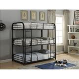 Cairo Full over Full over Full Metal Bunk Bed with Guardrails and Ladder - Triple Full Bunk Bed in Black