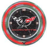 Corvette C5 Neon Clock - 14 inch Diameter - Black