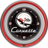 Black Corvette C1 14-inch Red Neon Clock