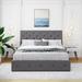 Queen Size Tufted Upholstered Storage Platform Bed with Underbed Hydraulic Storage System