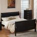 Louis Philippe III Twin Sleigh Bed in Black with KD Headboard and Footboard