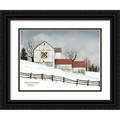 Jacobs Billy 18x15 Black Ornate Wood Framed with Double Matting Museum Art Print Titled - Christmas Star Quilt Block Barn