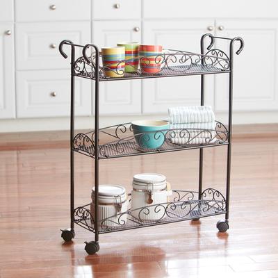 3-Tier scroll Rolling Cart by BrylaneHome in Black