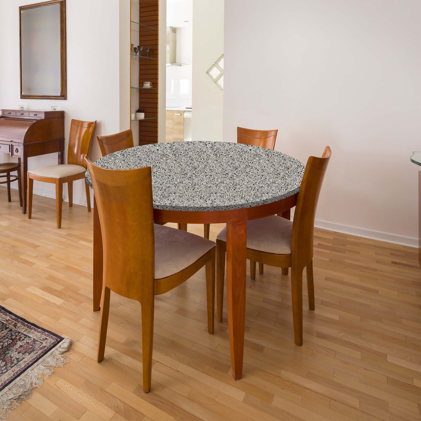 5 Round Stretch-Fit Table Cover by BrylaneHome in Stone