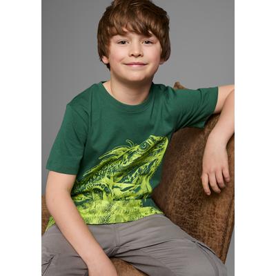 T-Shirt KIDSWORLD "GECKO", Jungen, Gr. 176/182, grün (dunkelgrün), Jersey, Obermaterial: 100% Baumwolle, bedruckt, modisch, Basic, Rundhals, Kurzarm, Shirts, Kurzarm, Basic-Passform, bedruckt, Rundhalsausschnitt Image