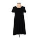 Old Navy Casual Dress - A-Line Crew Neck Short sleeves: Black Solid Dresses - Women's Size X-Small