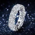 Bague en diamant de laboratoire coupe Asscher Eternity pour hommes et femmes matiques de