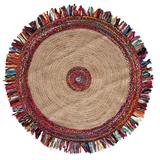 Haven Jute Living Room Rug, Washable Area Rugs, Non Slip Accent Rugs, Soft Foldable Carpet, Easy To Clean, 4' Round