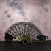 wofedyo portable fan chinese style dance wedding party lace silk folding hand held flower fan Black 10*10*5