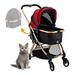 ENZO Pet Stroller Pista Super-Lightweight 3-In-1 Stroller Travel Carrier Car Seat For Pets (Red)