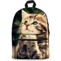 FKELYI Praying Kitten Backpacks Primary Children Girls School Bag Adjustable Straps Kids College Laptop Backpack with Smooth Zip