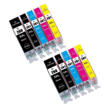 10PK High-Yield Compatible BCMY Blue Ink Cartridge for Canon PGI280XXL CLI281XXL - Fits TS702