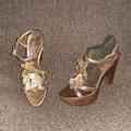 Coach Shoes | Coach-Jeanna Tricolor Metallic Leather Floralplatform Sandals-Sz 8.5-Near Mint | Color: Gold/Silver | Size: 8.5