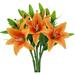 Zukuco Artificial Flowers Tiger Lily Real Touch Fake Plastic Lily Faux Flowers for Wedding Home Party Garden Shop Office Decoration (5 Bouquets Orange)