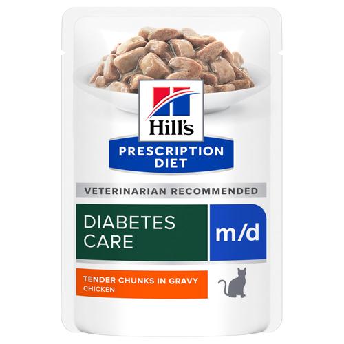 24x 85g Hill's Prescription Diet m/d mit Huhn Katzenfutter nass