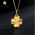 VITICEN – pendentif trèfle porte-bonheur en or véritable 999 pur 24k collier classique à la mode