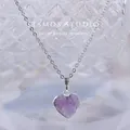 ITSMOS-Collier pendentif coeur naturel pour femme argent 925 violet pierre précieuse à facettes