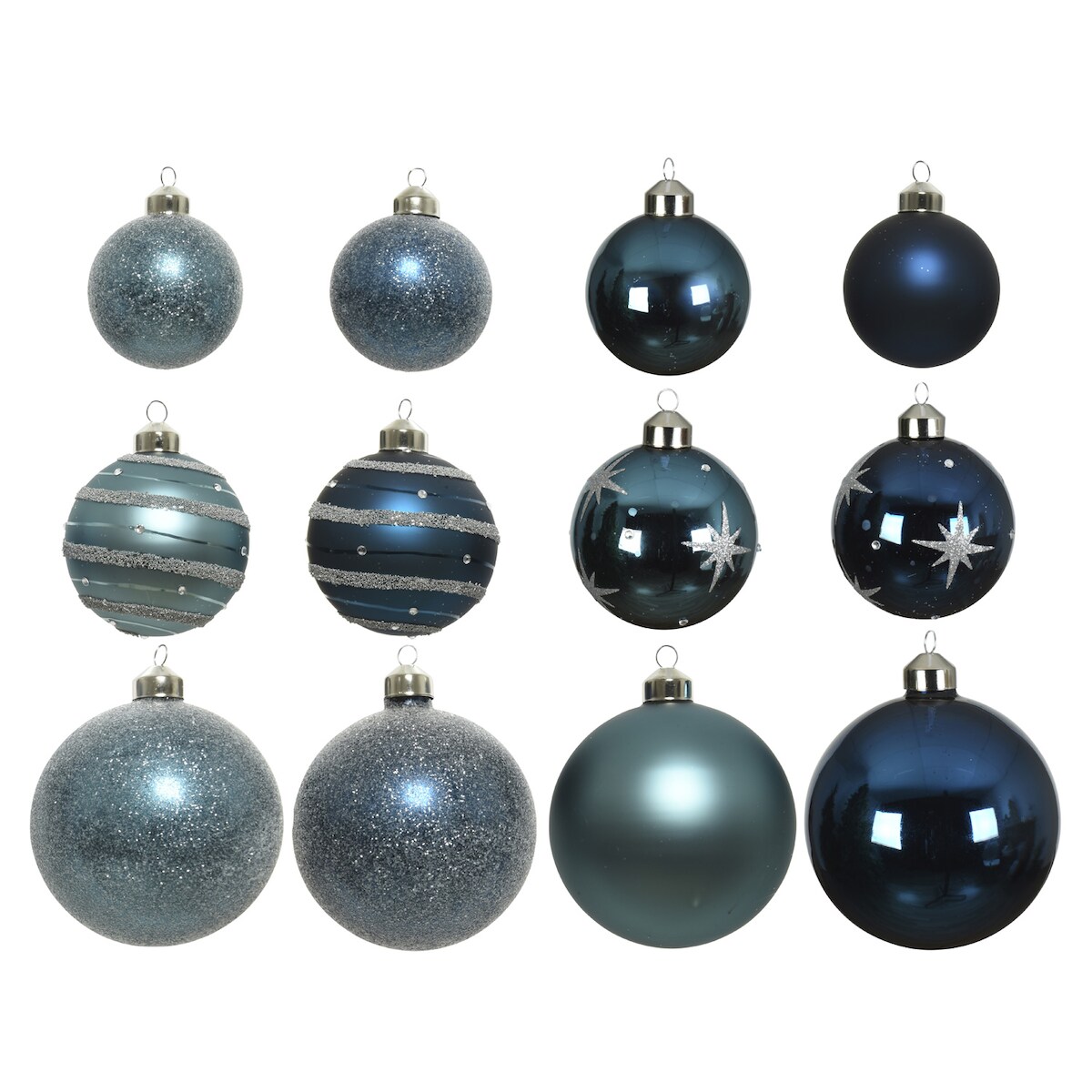 MARELIDA Christbaumkugel Weihnachtskugel Glas 3 Größen glänzend matt glitzernd blau 12St. Image