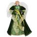 14" Green and Gold Angel with Lighted Wings Christmas Tree Topper