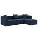 Modway Saybrook Outdoor Patio Upholstered 4-Piece Sectional Sofa in Navy