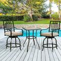 Ulax Furniture 3 Piece Swivel Outdoor Bar Bistro Set Beige