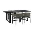 Armen Living Alegria Outdoor Patio 5-Piece Dining Table Set in Aluminum with Grey Rope and Cushions