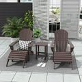 Polytrends Laguna All Weather Poly Outdoor Patio Adirondack Chair Set - with Ottomans and Side Table (5-Piece) Dark Brown