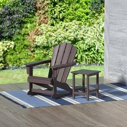 GARDEN 2-Piece Set Plastic Outdoor Rocking Chair with Square Side Table Included Dark Brown