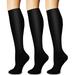 1/2/3 Pairs Knee High Graduated Compression Socks for Men & Women Best For Running Athletic Medical and Travel(3 Pairs Black S/M)